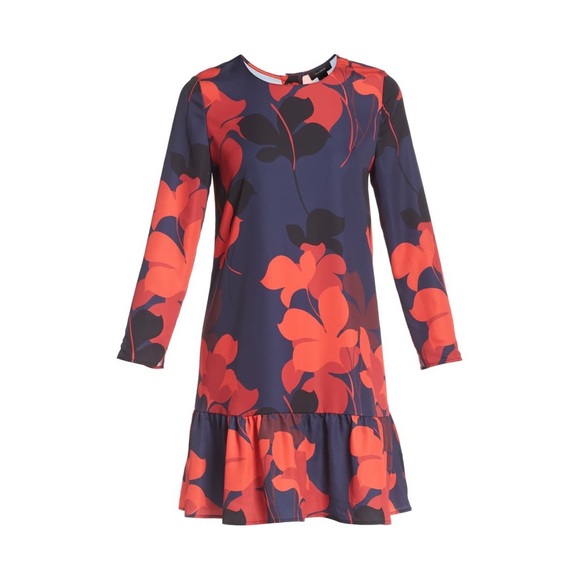 Halogen Long Sleeve Button Back Ruffle Hem Dress - Picture 8 of 12